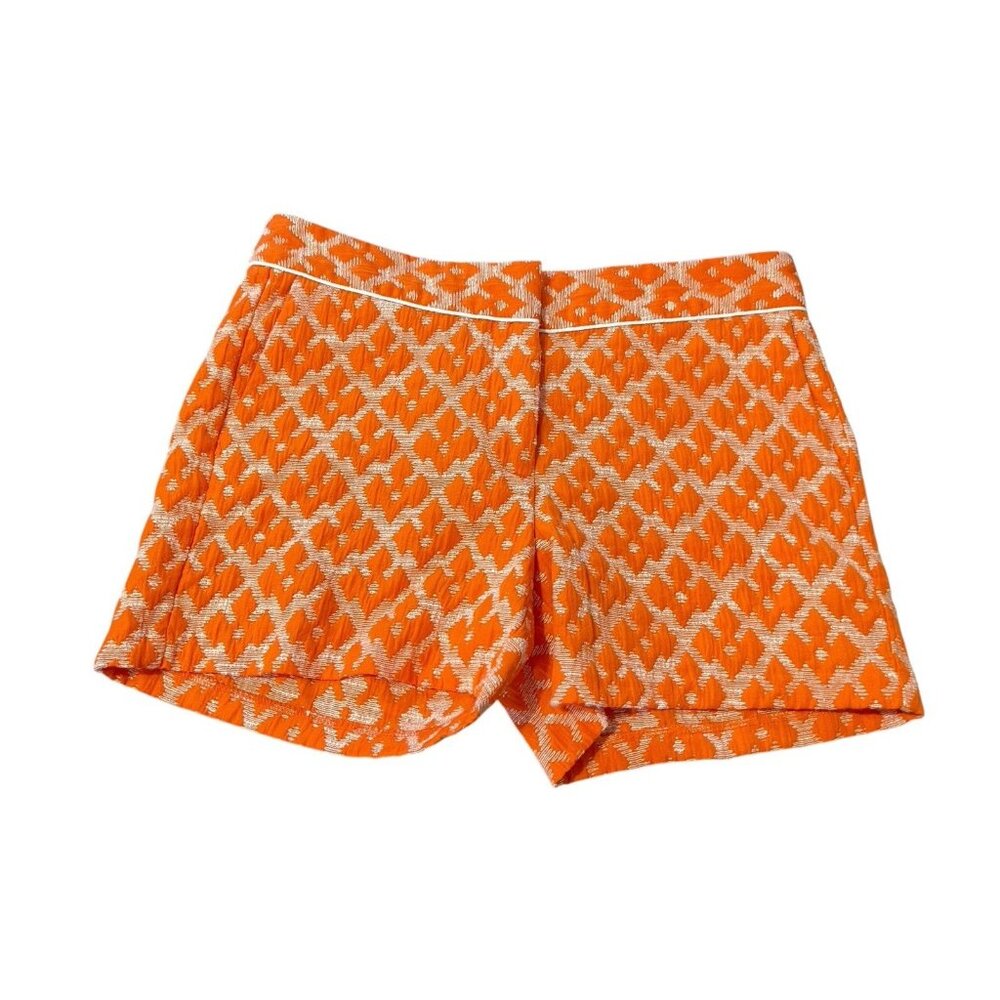 JOE FRESH Women's Size 2 Orange Geometric Print Textured Dressy Shorts